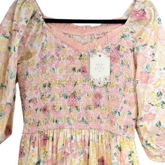 Ivy City Co Roselyn Dress Pastel Floral Pink Medium New - Picture 2 of 5